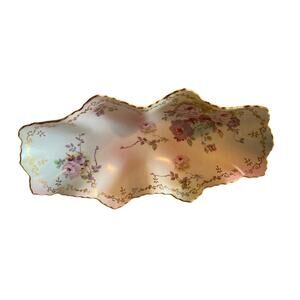 Chantilly Rose hand painted oblong scalloped dish bowl